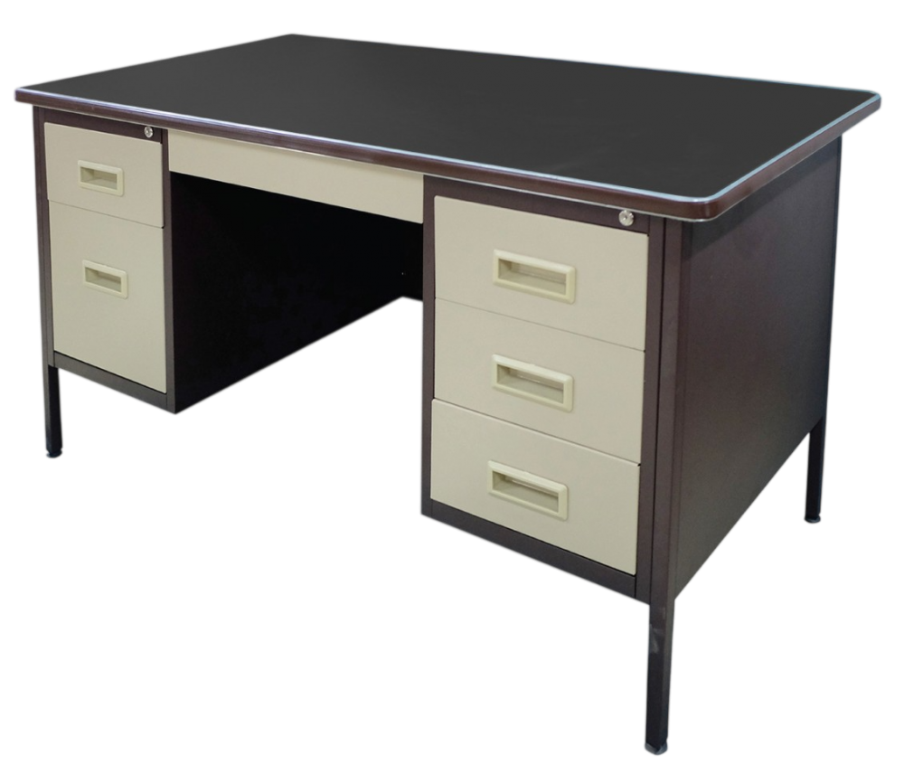 S103/LT 5FT Double Pedestal Desk With Black Linoleum Top - Size : 152W x 76D x 76H (cm)