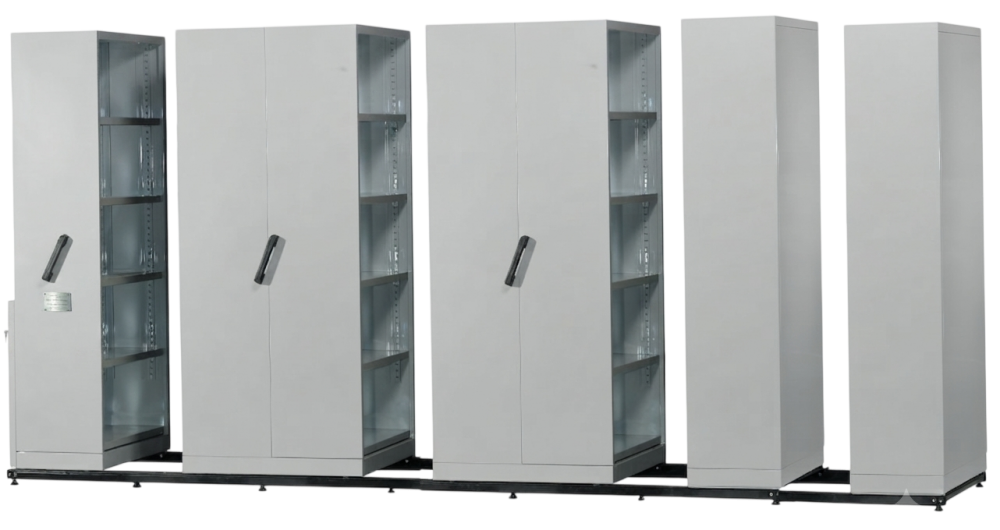 S117/7-LG 7 Bay Mobile Steel Compactor (1xSingle Static Bay, 2xDouble Moveable Bay & 2xSingle Moveable Bay)- Size : 375W x 91D x 211H (cm)
