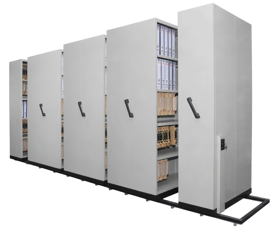 S117/8-LG 8 Bay Mobile Steel Compactor(1xSingle Static Bay, 3xDouble Moveable Bay & 1xSingle Moveable Bay)- Size : 417W x 91D x 211H (cm)