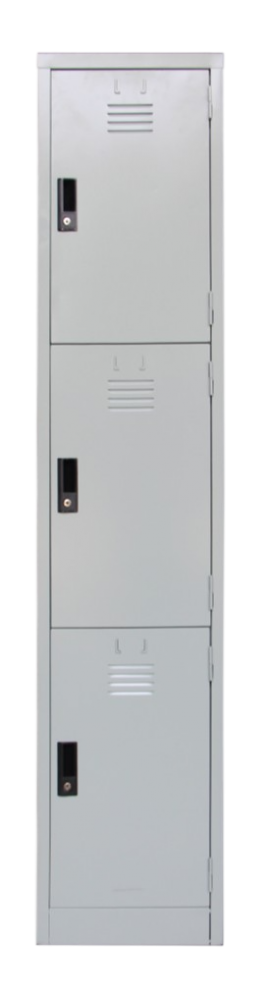 S114/3-CM-LG 3 Compartment Steel Locker With Handle Cam Lock - Size : 38W x 38D x 182H (cm)