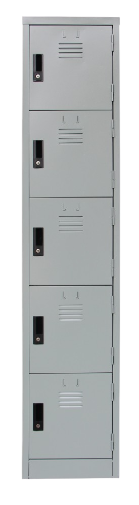 S114/E-CM-LG 5 Compartment Steel Locker With Handle Cam Lock - Size : 38W x 38D x 182H (cm)