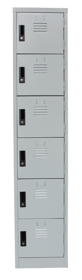 S114/A-CM-LG 6 Compartment Steel Locker With Handle Cam Lock - Size : 38W x 38D x 182H (cm)