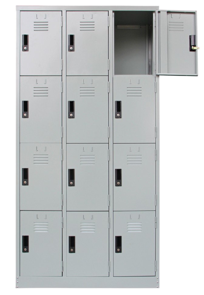 S107/A-CM-LG 12 Compartment Steel Locker With Handle Cam Lock - Size : 91W x 38D x 182H (cm)