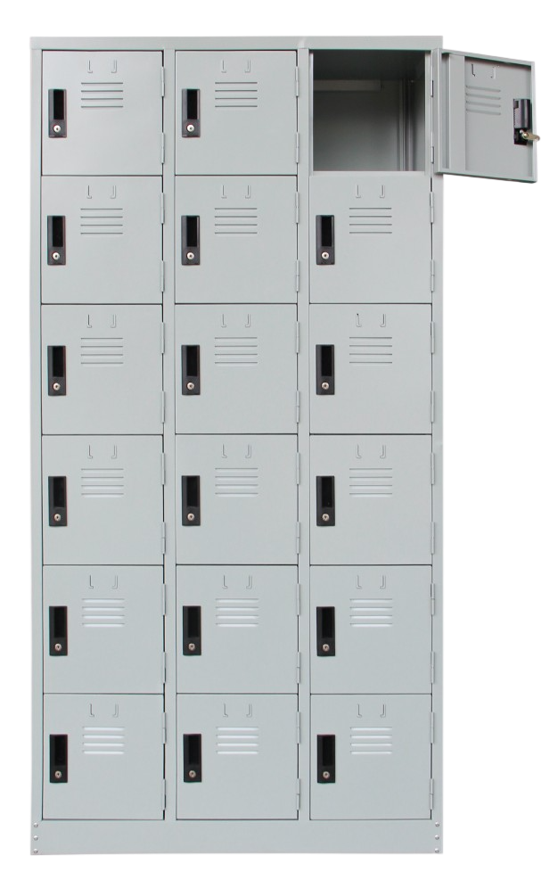 S109/A-LG 18 Compartment Steel Locker With Handle CamLock - Size : 91W x 38D x 182H (cm)