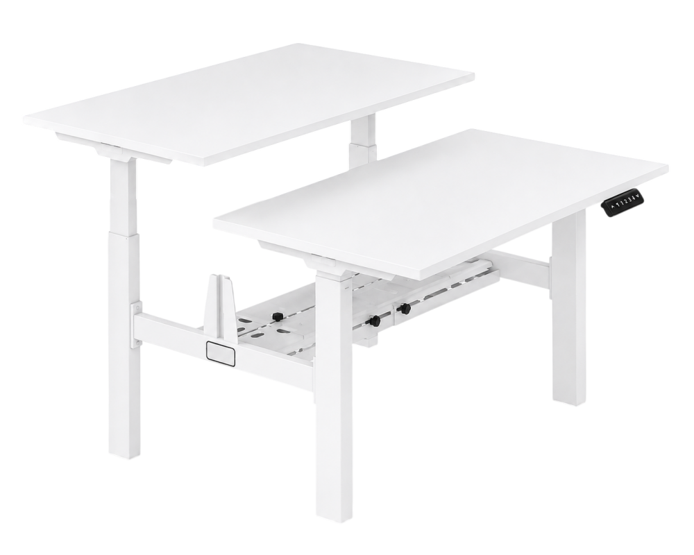 EHT-127-2-WHWH Double Seater Ergonomic Height Adjustable Table (Face To Face) - Size : 120W x 155D x 71~115H (cm)